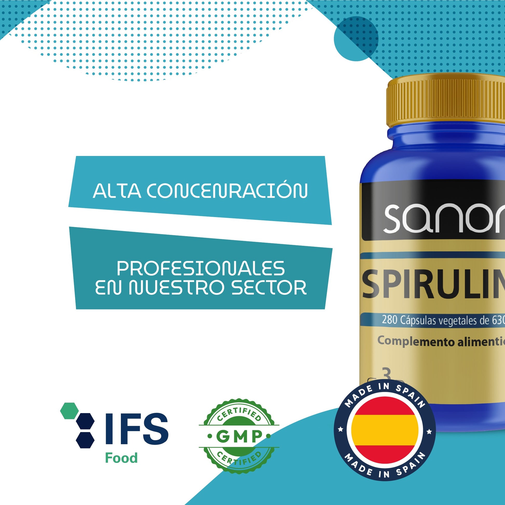 SANON Spirulina 280 cápsulas vegetales-4