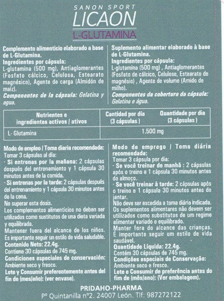SANON SPORT LICAON L-Glutamina 30 cápsulas-4