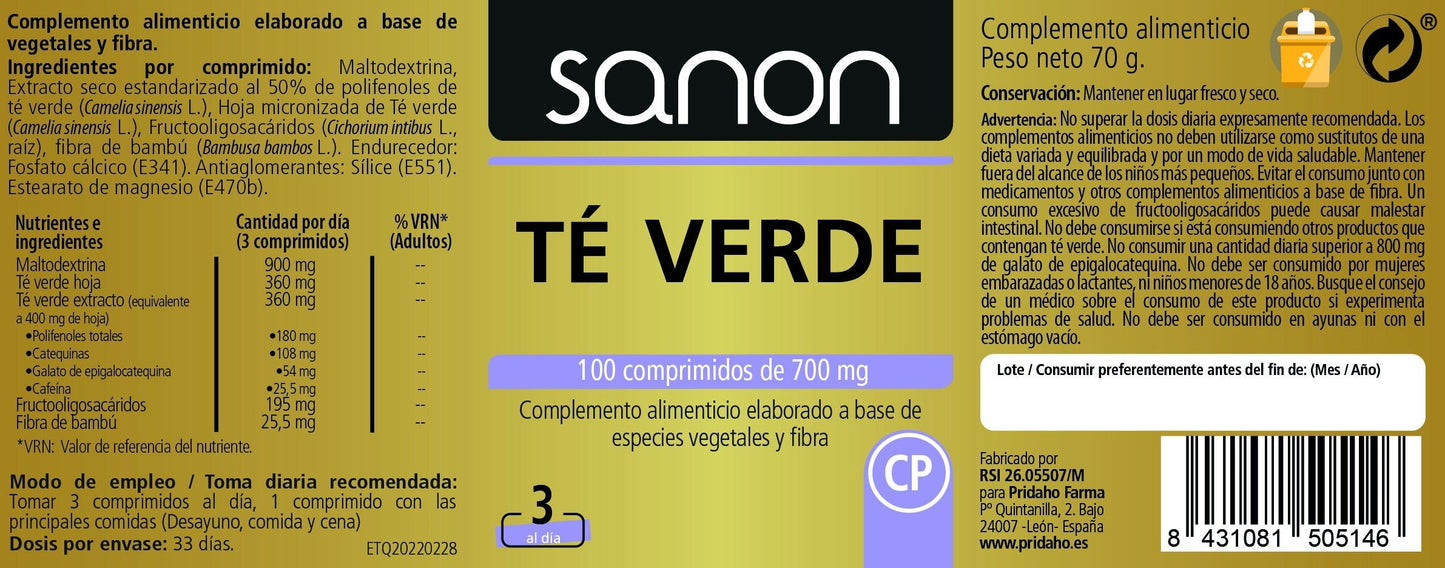 SANON Té Verde 100 comprimidos-2