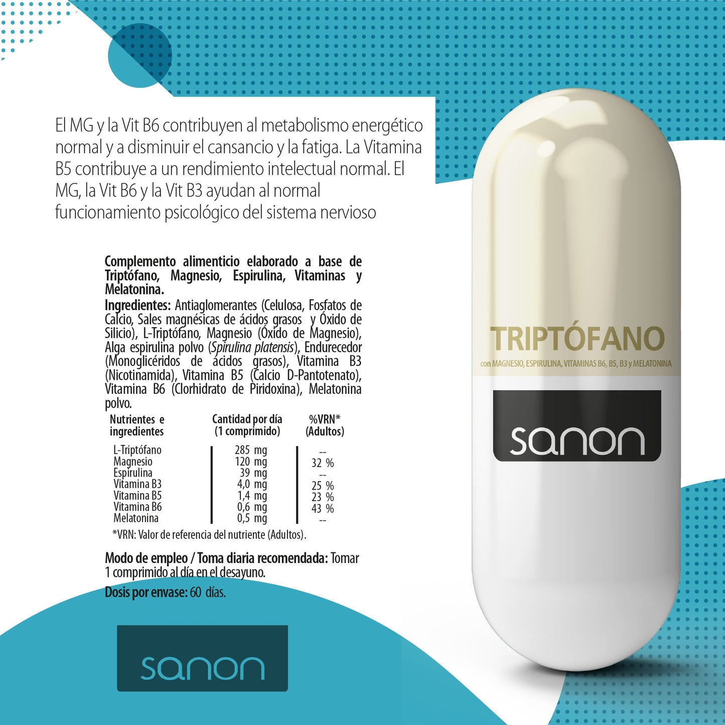 SANON Triptófano 60 comprimidos-3