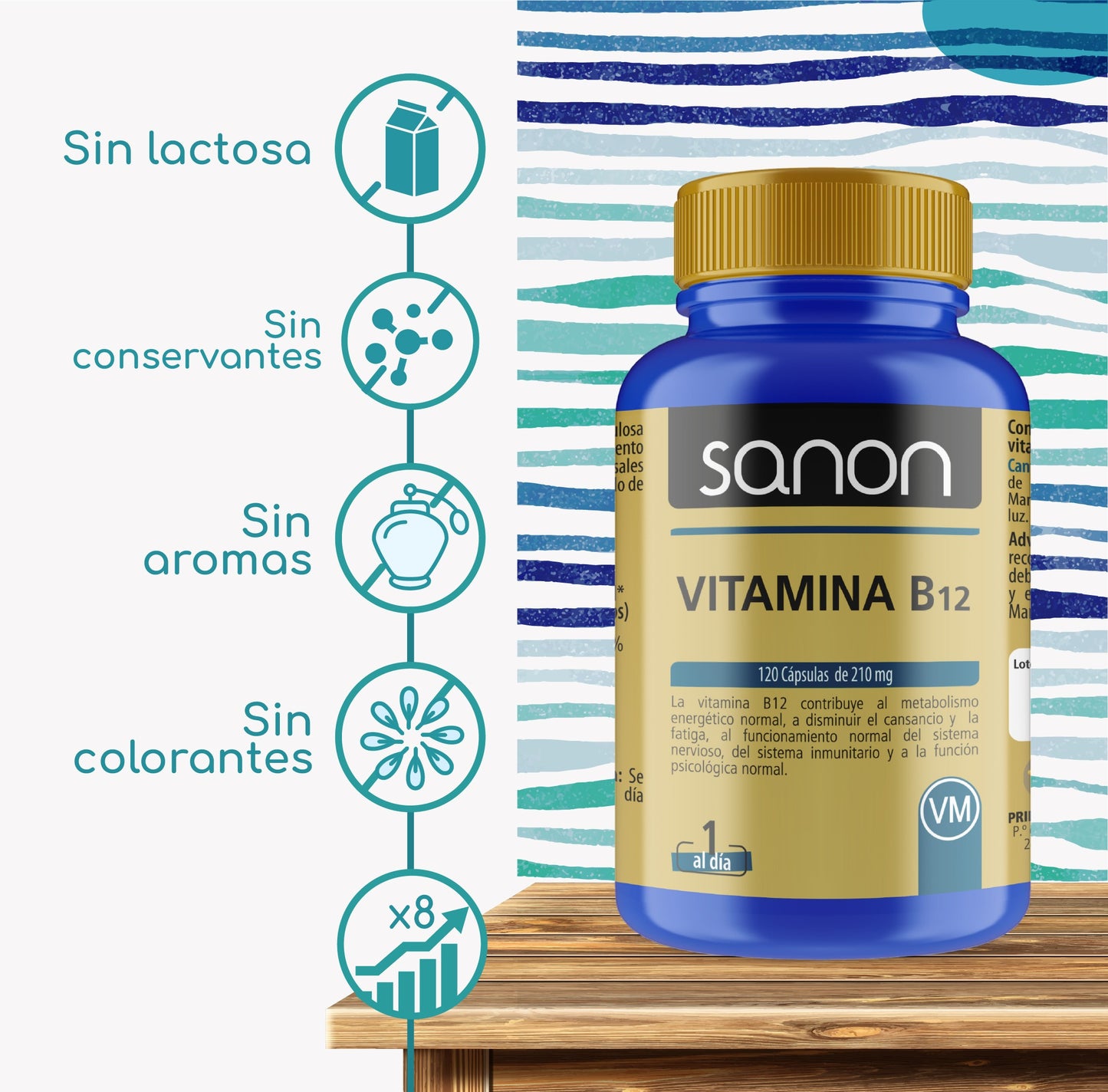 SANON Vitamina B12 120 cápsulas-2