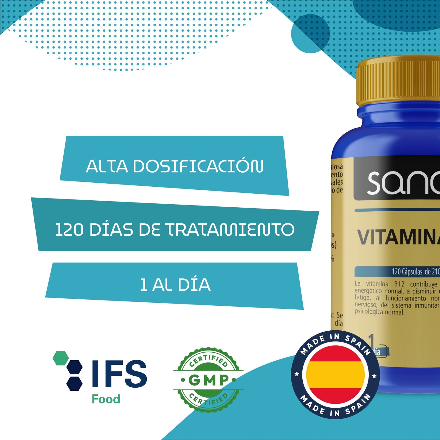 SANON Vitamina B12 120 cápsulas-4