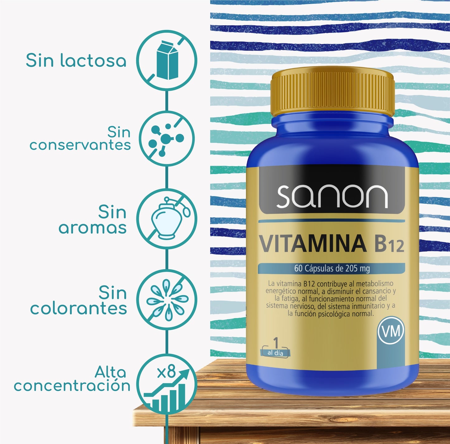SANON Vitamina B12 60 cápsulas-2