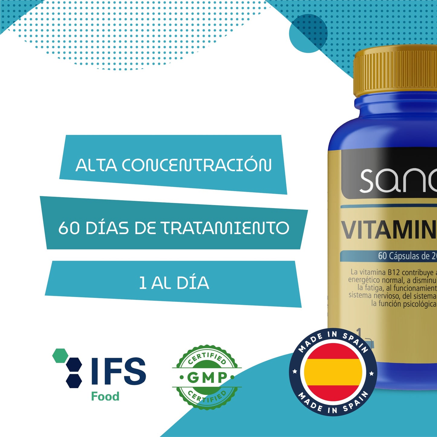 SANON Vitamina B12 60 cápsulas-4