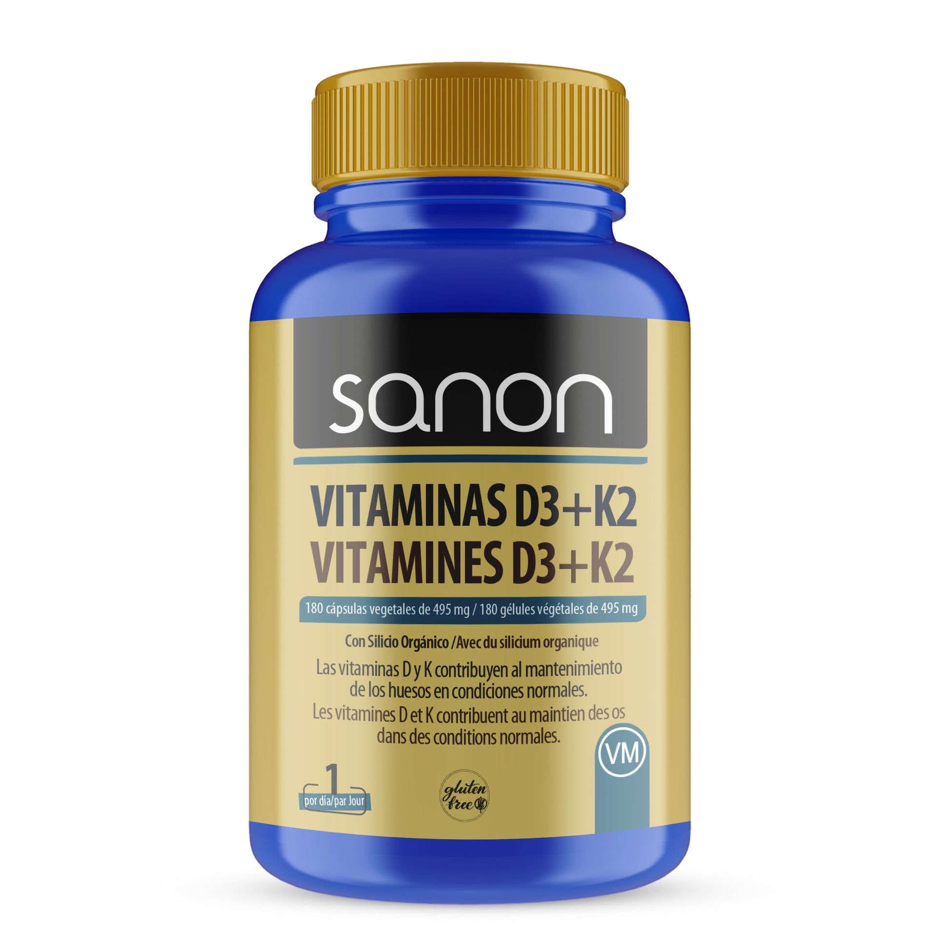 SANON Vitamina D3 + K2 180 cápsulas vegetales-1