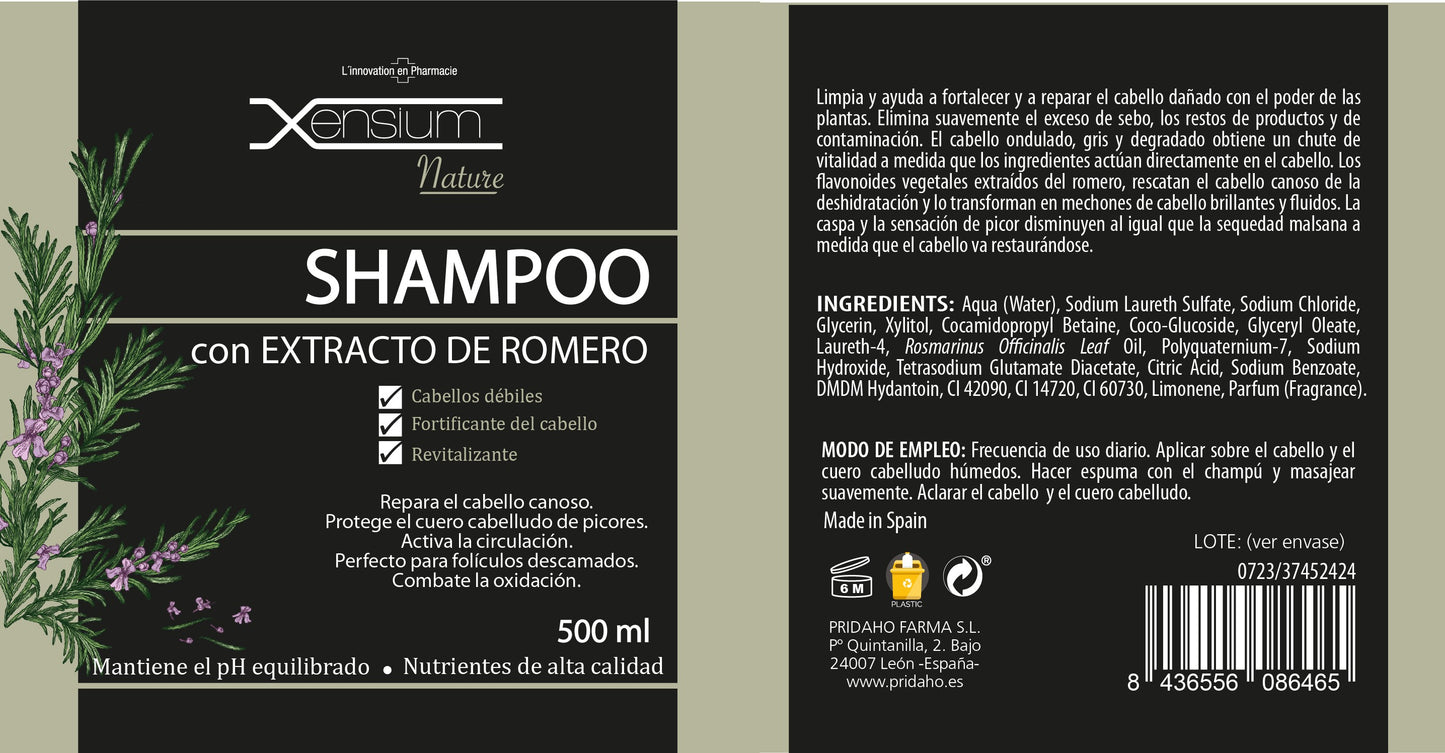 XENSIUM Nature Shampoo con extracto de Romero 500 ml-2