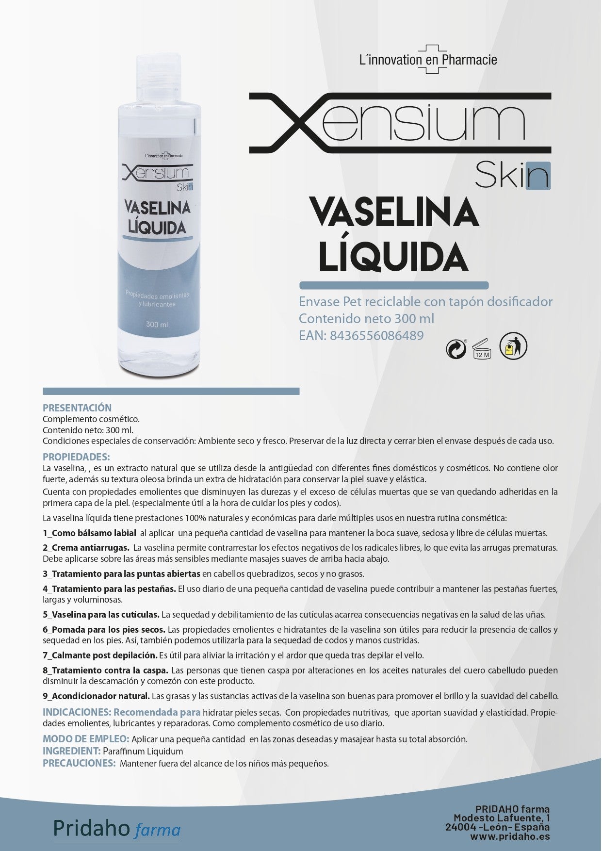 XENSIUM Skin vaselina líquida 300 ml-3
