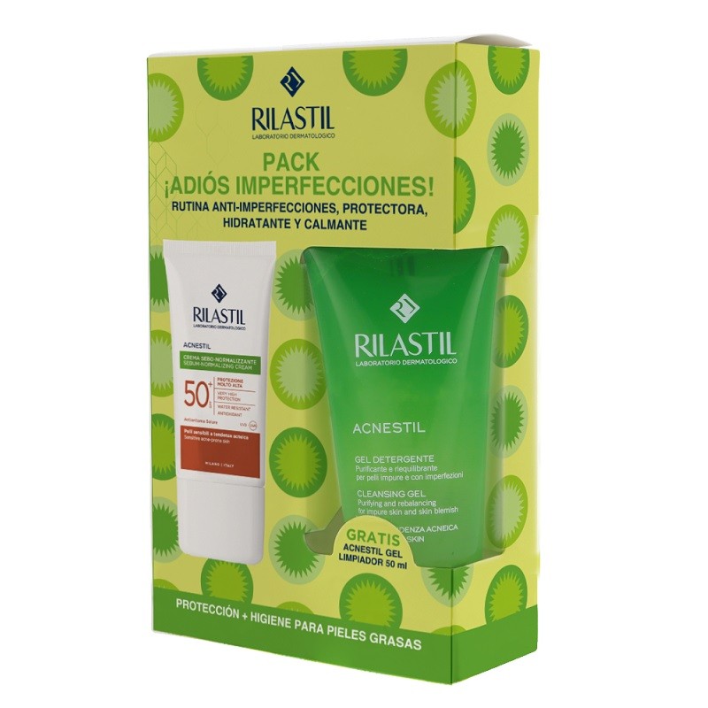 Rilastil Pack Protector Solar Acnestil SPF50+ 40ml + Gel Limpieza Profunda 50ml-1