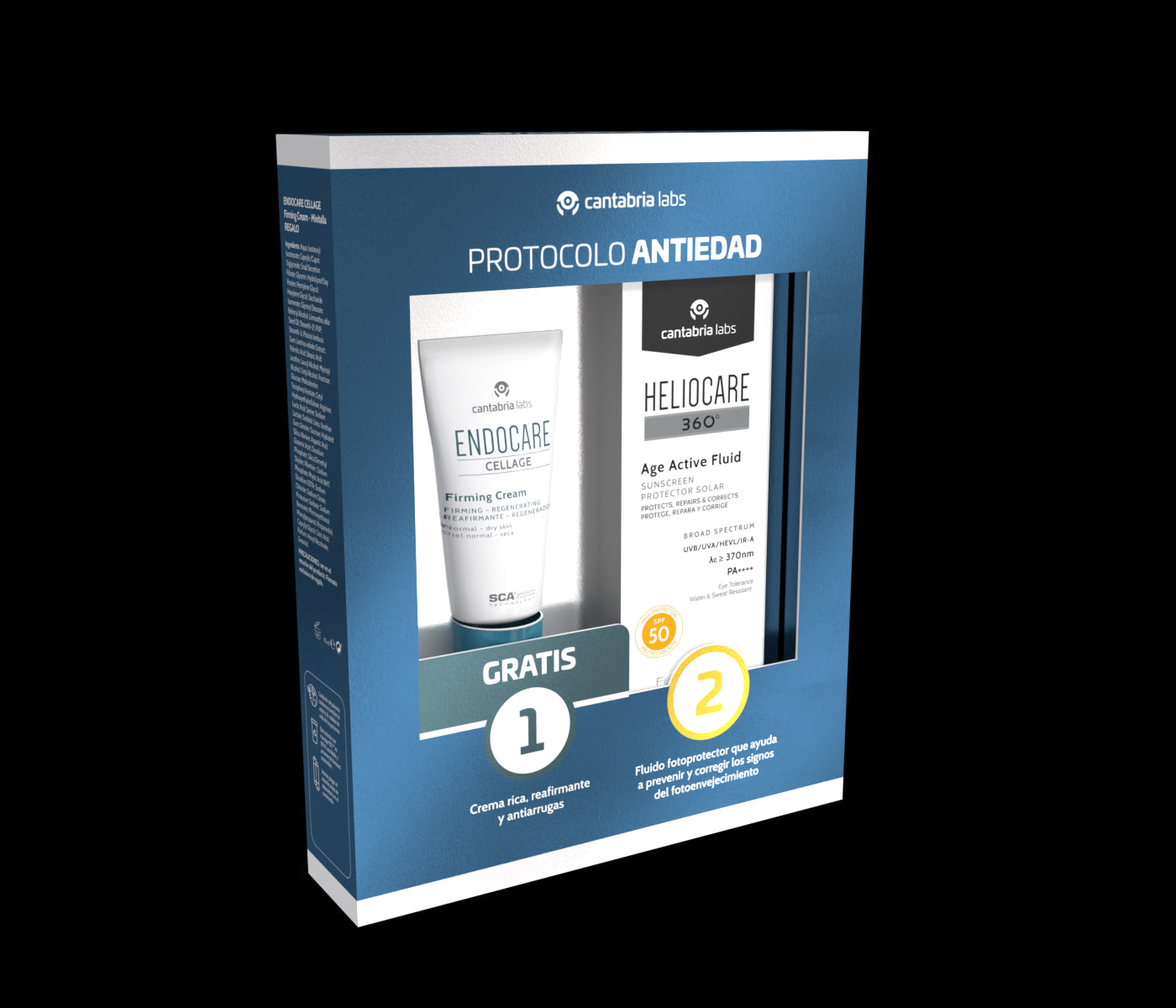 HELIOCARE Pack Age Active Fluid SPF50 50ml+ Endocare Cellage Firming Cream 15ml-3
