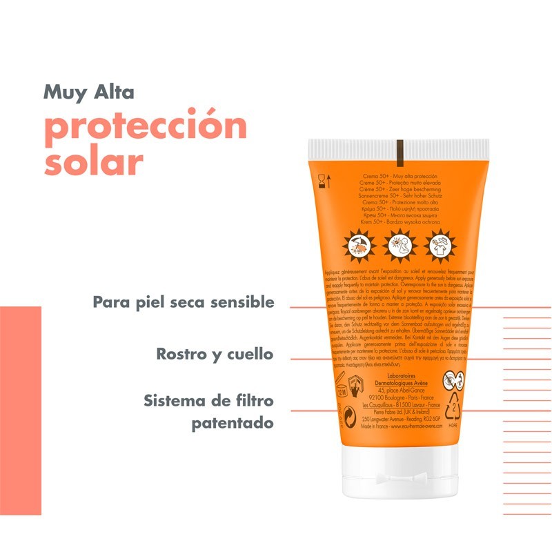 AVÈNE Crema Solar Piel Sensible y Seca SPF50+ DUPLO 2x50ml-3