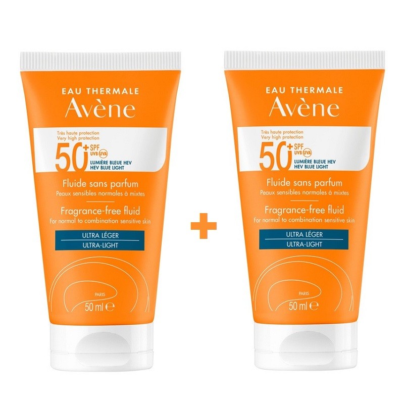 AVÈNE Protector Solar Fluido Sin Perfume SPF50+ DUPLO 2x50ml-1