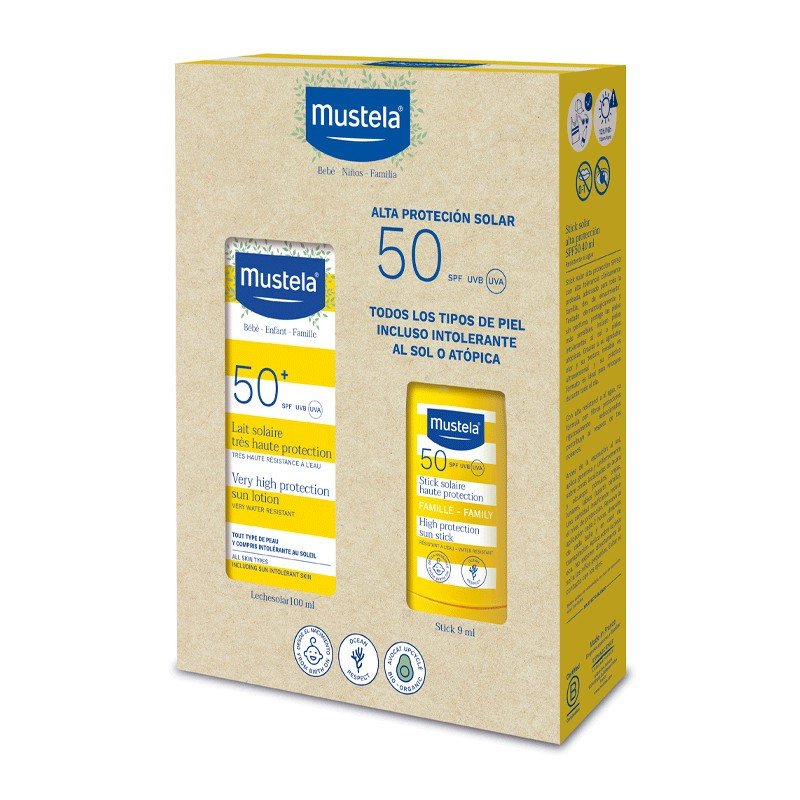 MUSTELA Pack Oferta Leche Solar Muy Alta Protección SPF 50+ (100ml) + Stick Solar Alta Protección SPF 50+ 9ml-2
