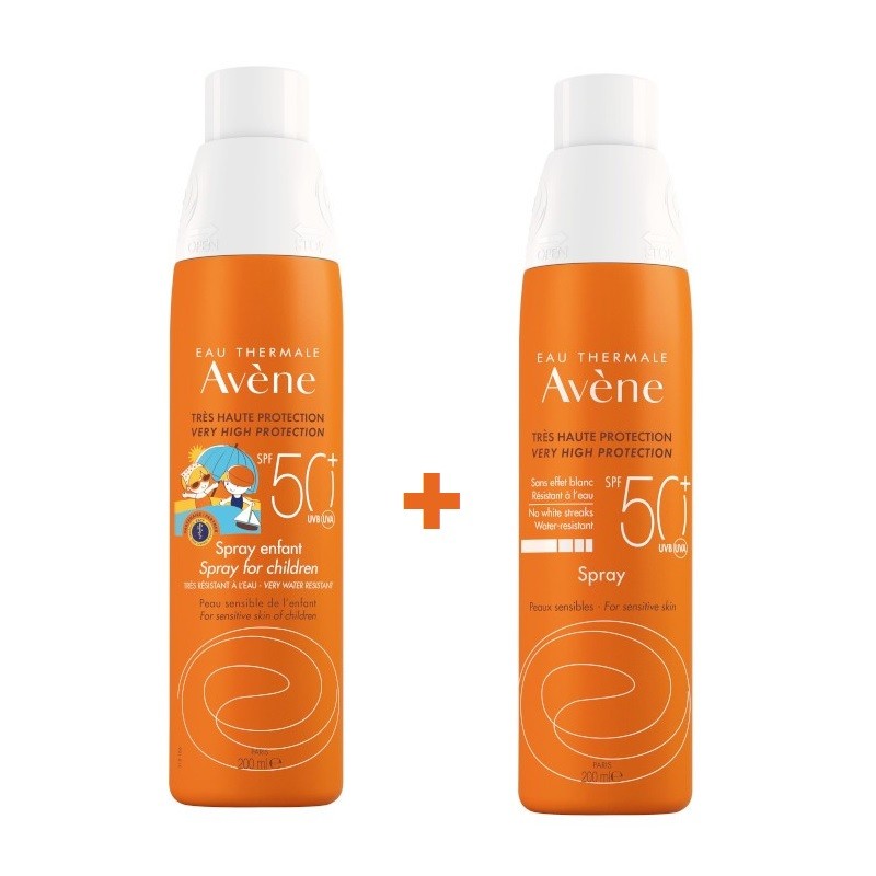 AVÈNE Protector Solar Spray Niños SPF50+ (200ml) + Spray Adultos SPF50+ (200ml)-1