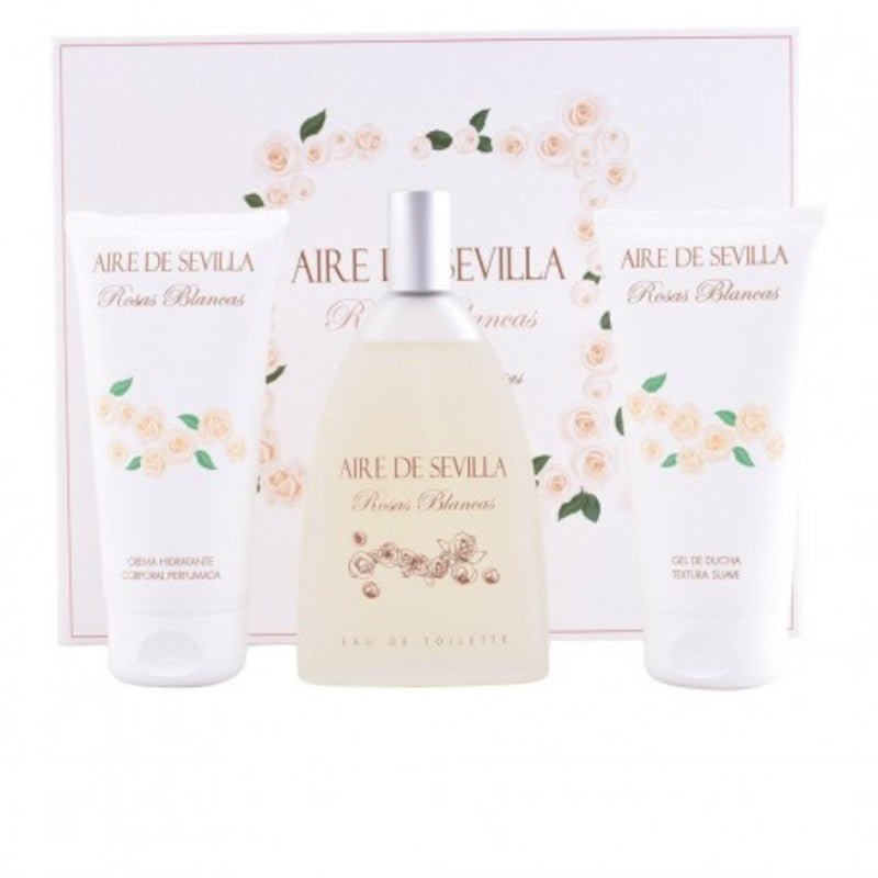 Aire Sevilla Rosas Blancas Estuche EDT 150 ml + Hidratante Corporal 150 ml + Gel de Ducha 150 ml-1
