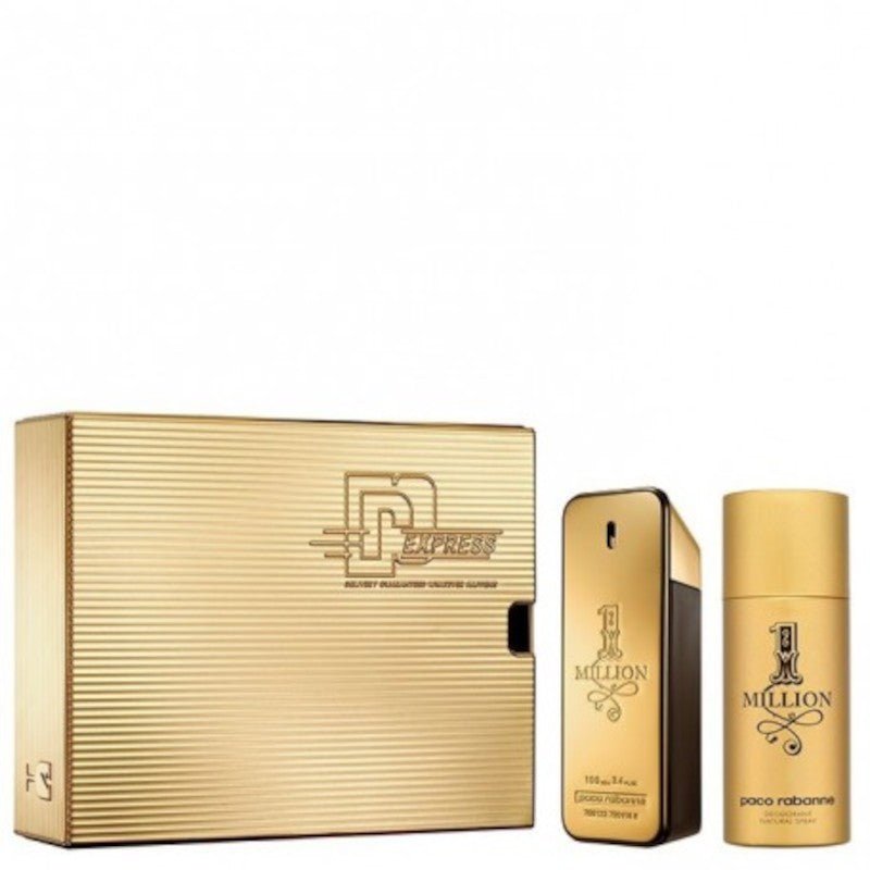 Paco Rabanne Set 1 Million Eau De Toilette Para Hombre Vaporizador 50 ml + Gel de Baño 100 ml + Travel Spray 10 ml-1