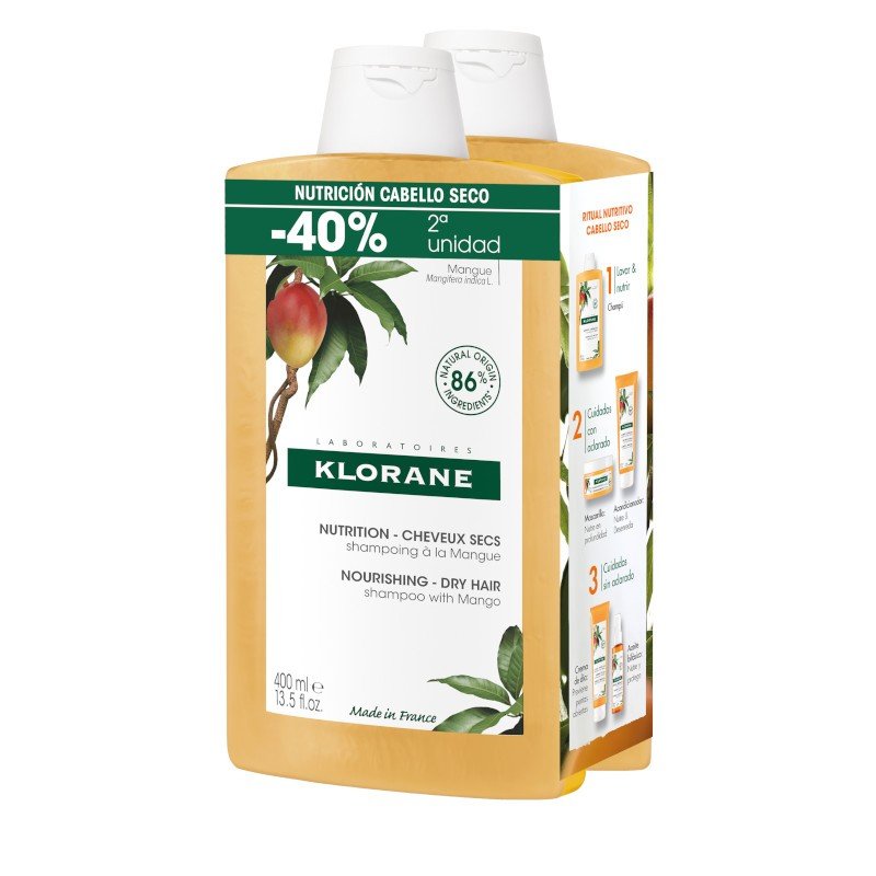 Klorane Champú nutritivo al Mango 2x400 ml-1
