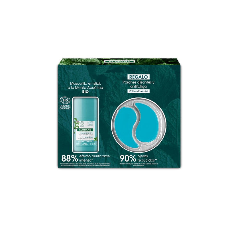 Klorane Mascarilla en Stick Purificante a la Menta Acuática BIO 50 ml + Klorane Parches Alisantes y Antifatiga de REGALO-1
