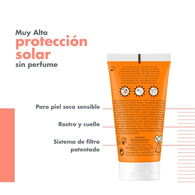 AVÈNE Crema Solar SPF50+ Sin Perfume DUPLO 2x50ml-3