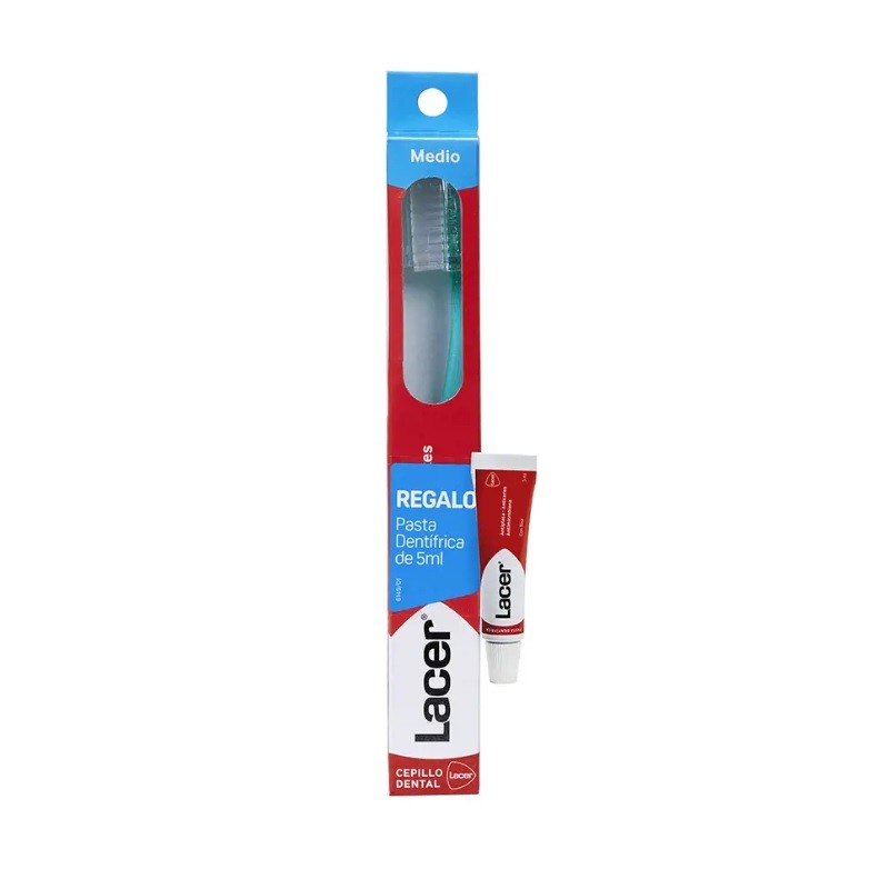 LACER Cepillo Dental Medio + Pasta Dentífrica 5ml de REGALO-1