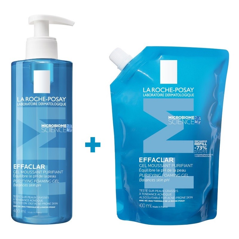 EFFACLAR Gel Limpiador Purificante +M 400ml + Ecorecarga 400ml PACK LIMPIEZA-1