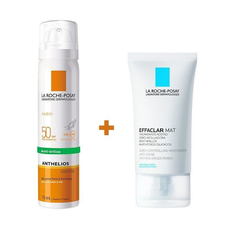 ANTHELIOS Bruma Facial Anti-Brillos (SPF50+) 75ml + Effaclar Mat Crema Matificante 40ml-1