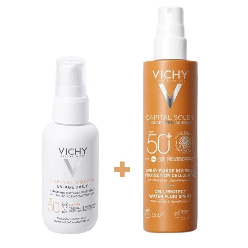 VICHY Capital Soleil UV-AGE Daily SPF50+ Water Fluid 40ml + Spray Fluido Invisible SPF50+ (200ml)-1