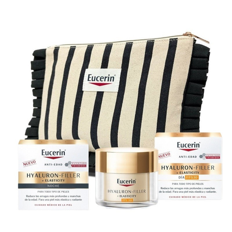 EUCERIN Hyaluron-Filler +Elasticity Crema de Día SPF30 (50ml) + Crema de Noche 50ml + NECESER DE REGALO-1