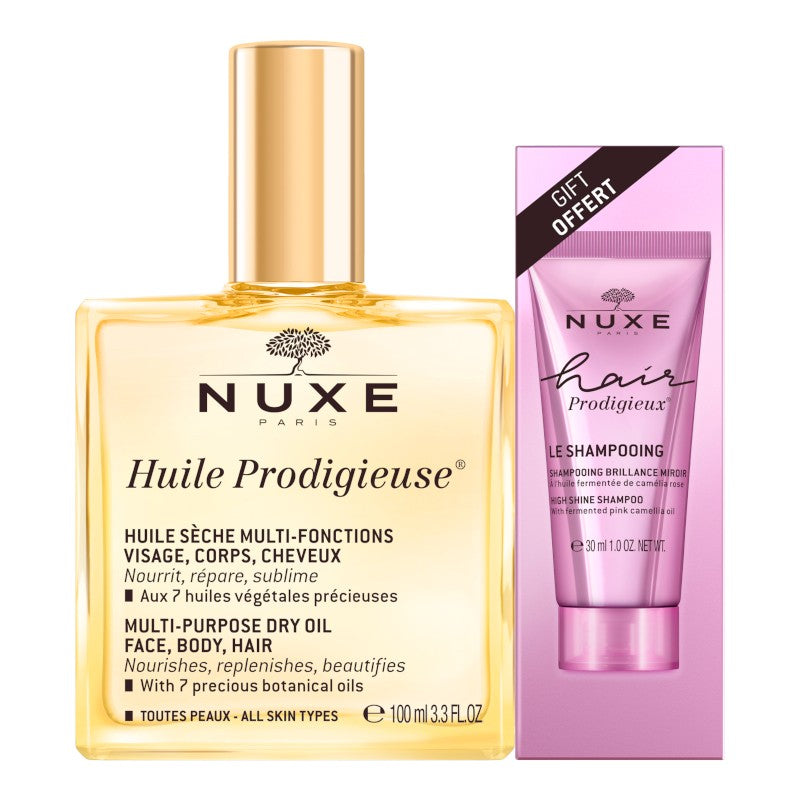 NUXE Huile Prodigieuse 100ml + Champú Brillo Sublime Hair Prodigieux 30ml DE REGALO-1