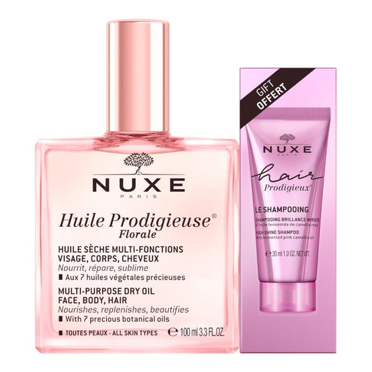 NUXE Huile Prodigieuse Florale 100ml + Champú Brillo Sublime Hair Prodigieux 30ml DE REGALO-1