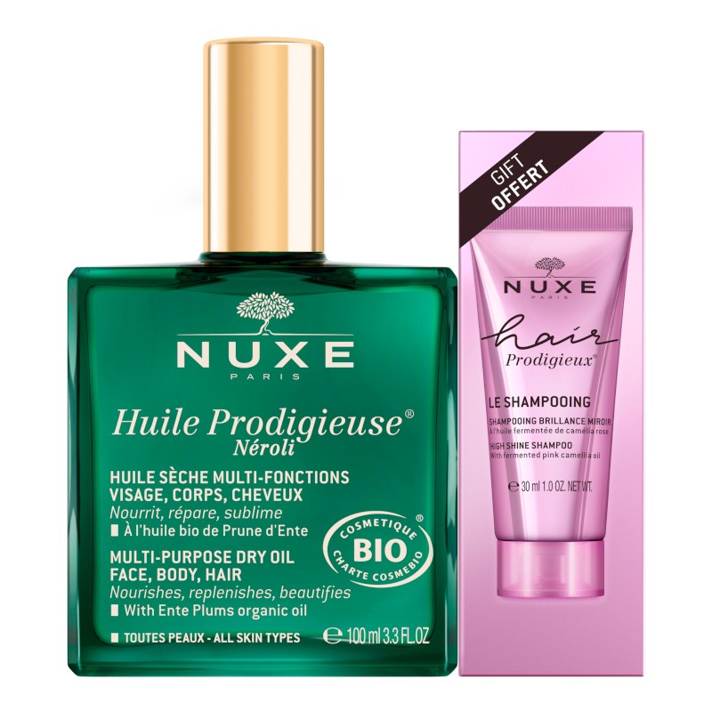 NUXE Huile Prodigieuse Néroli 100ml + Champú Brillo Sublime Hair Prodigieux 30ml DE REGALO-1