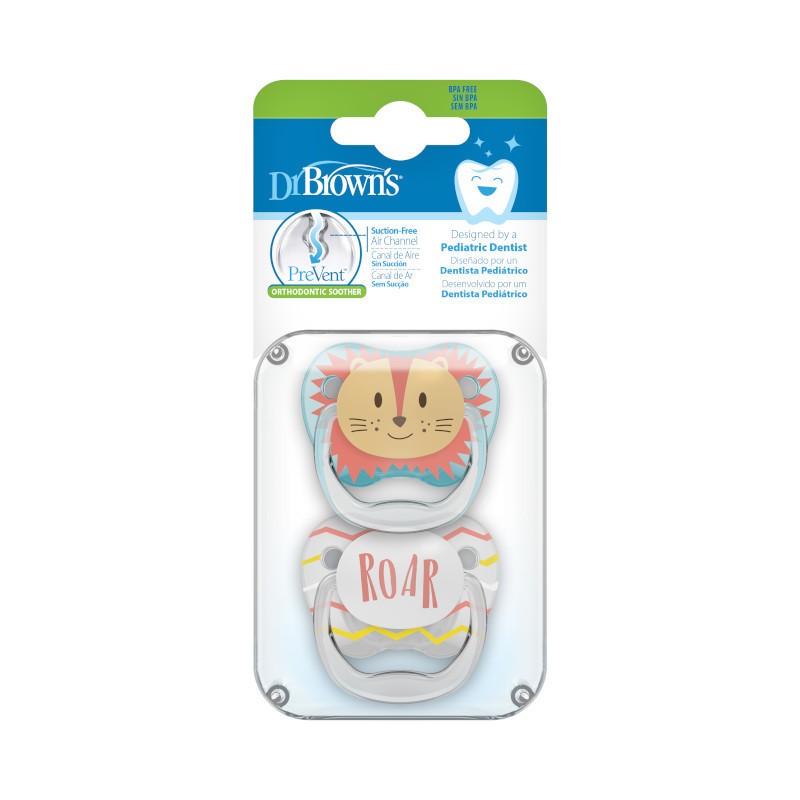 Dr Brown's 2XChupete Prevent León 0-6 Meses, Silicona-2