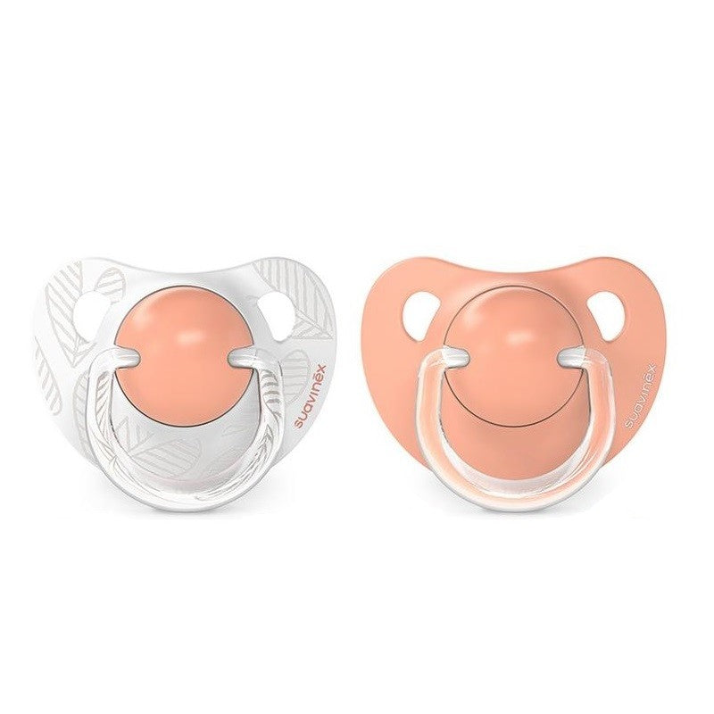 SUAVINEX Chupete Tetina Anatómica Silicona 6-18 Meses x2 (Rosa y Blanco)-1