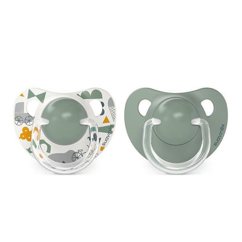 SUAVINEX Chupete Tetina Anatómica Silicona 6-18 Meses x2 (Verde y Blanco)-1