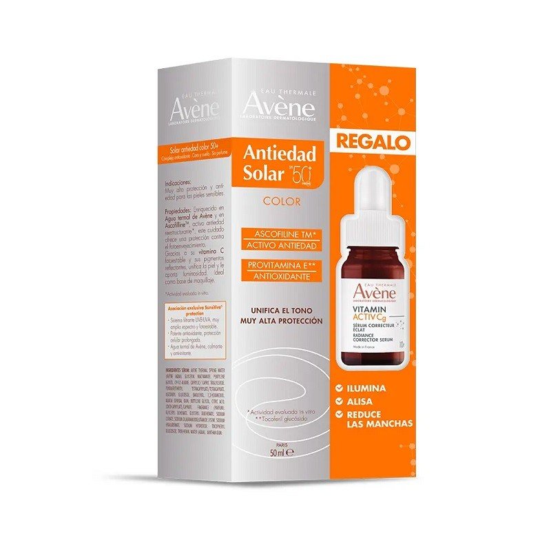 Avène Protector Solar Antiedad con Color SPF50 (50ml) + Sérum Vitamin Activ Cg 10ml REGALO-1