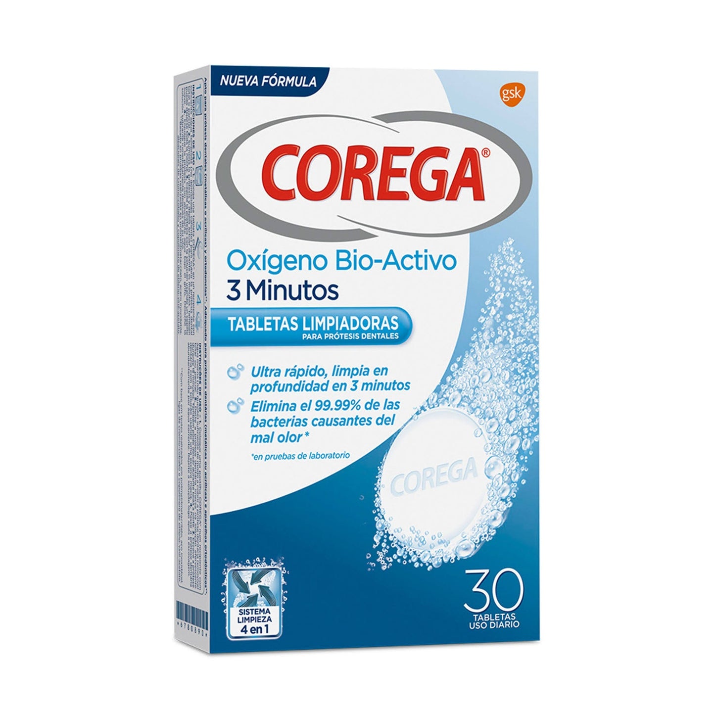 COREGA 30 Tabletas Limpiadoras Oxígeno Bio Activo-1
