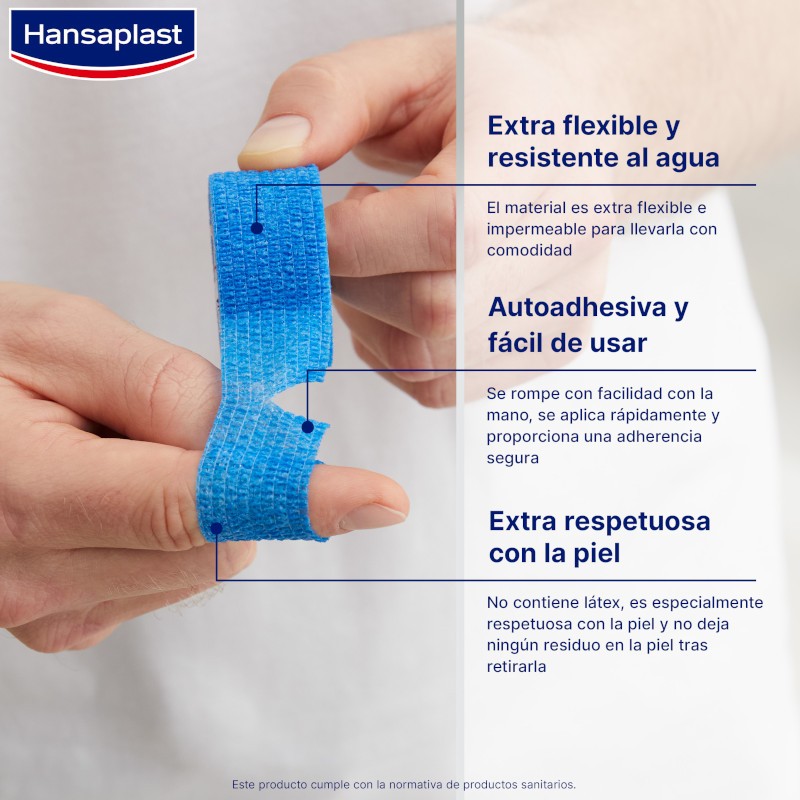 HANSAPLAST Venda Cohesiva para Dedos Azul 5m x 2,5cm-4