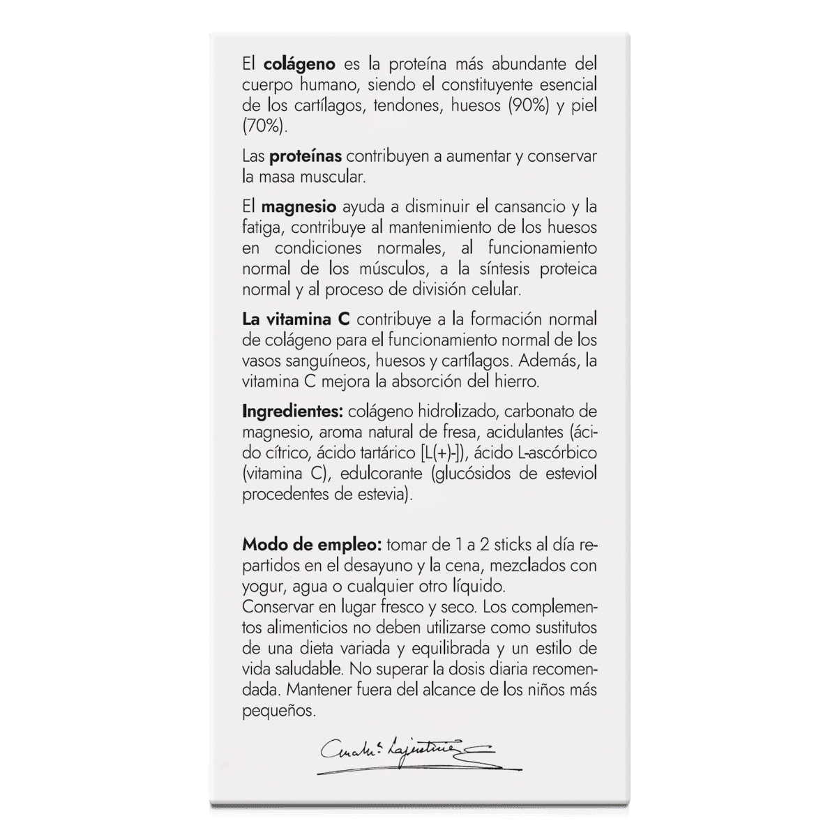 Ana María Lajusticia Collagen Magnesium Vitamin C Strawberry Flavor 20 Sticks