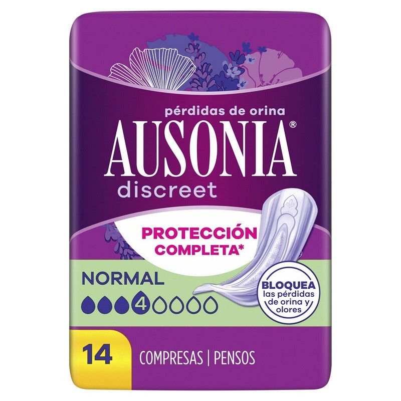 AUSONIA Discreet Compresa Normal Pérdidas Orina Mujer 14 uds-1