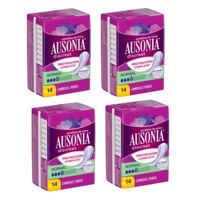 AUSONIA Discreet Compresa Normal Pérdidas Orina Mujer【PACK】4x14 uds-1