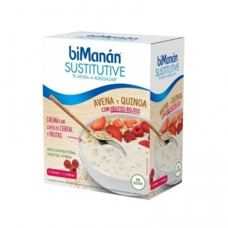 Bimanan Sustitutive Crema Avena y Quinoa con Frutos Rojos 5 Sobres-1
