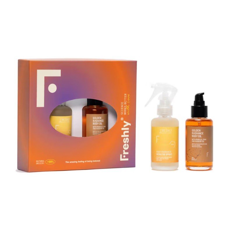 Freshly Cosmetics Golden Radiance Body Oil 100ml + Hair Radiance Keratin Spray 100ml-1