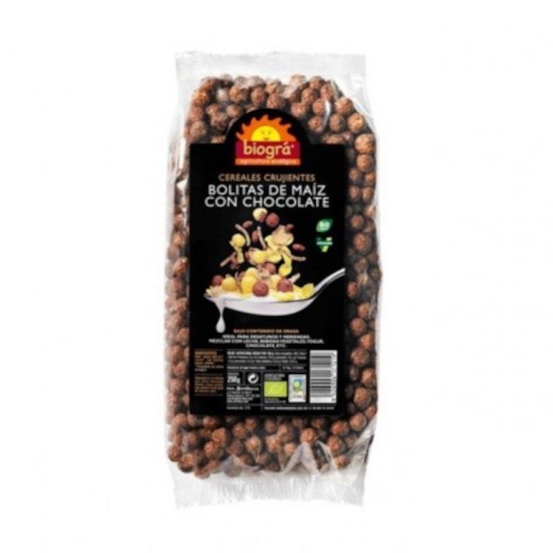 Biogra Bolitas de Maíz con Chocolate Bio 250 g-1