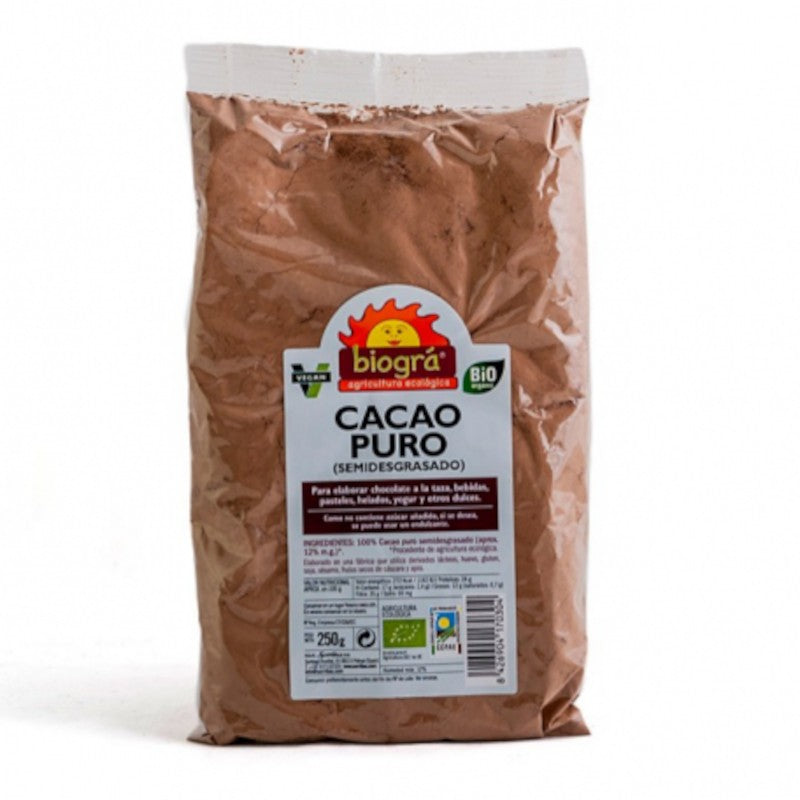 Biogra Cacao Puro Semidesgrasado en Polvo Bio 250 g-1