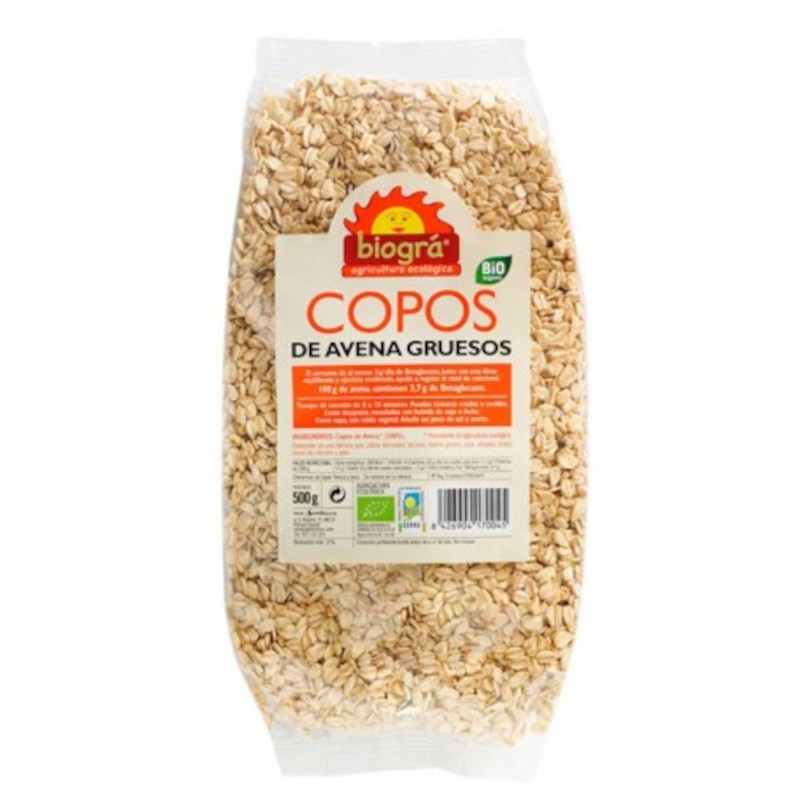 Biogra Copos de Avena Integral Gruesos Bio 500 g-1