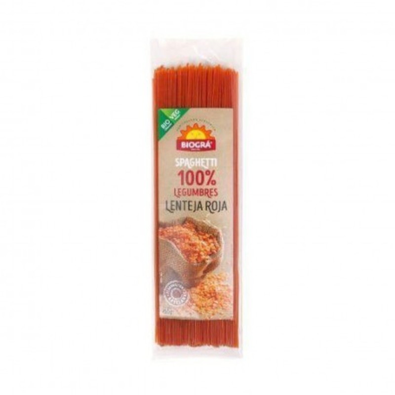 Biogra Espagueti de Lenteja Roja Bio 250 g-1