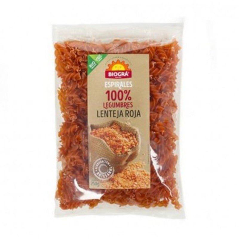 Biogra Espirales de Lentejas Rojas Bio 250 g-1