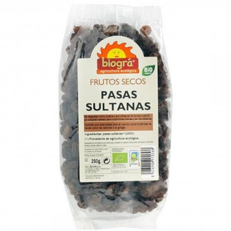 Biogra Pasas Sultanas Sin Hueso Bio 250 g-1