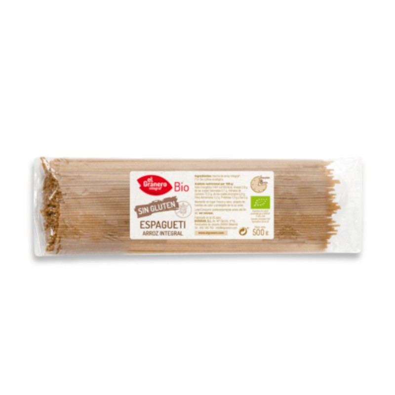 El Granero Integral Espaguetis de Arroz Integral Sin Gluten Bio 500 g-1