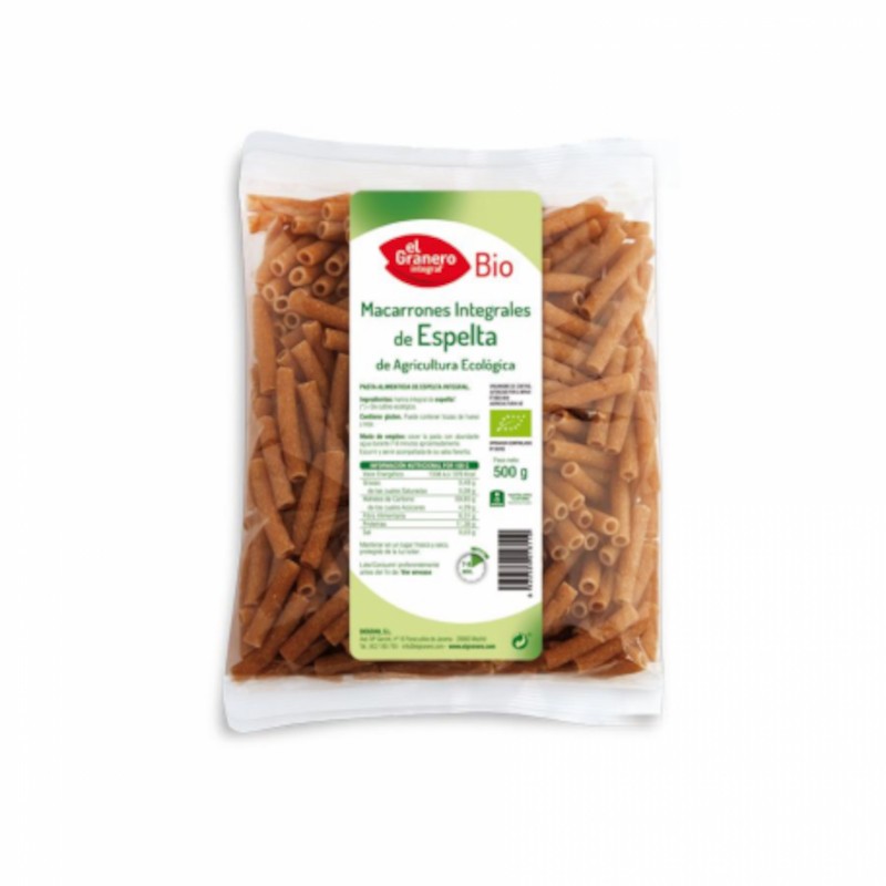 El Granero Integral Macarrones Espelta Integral Bio 500 g-1