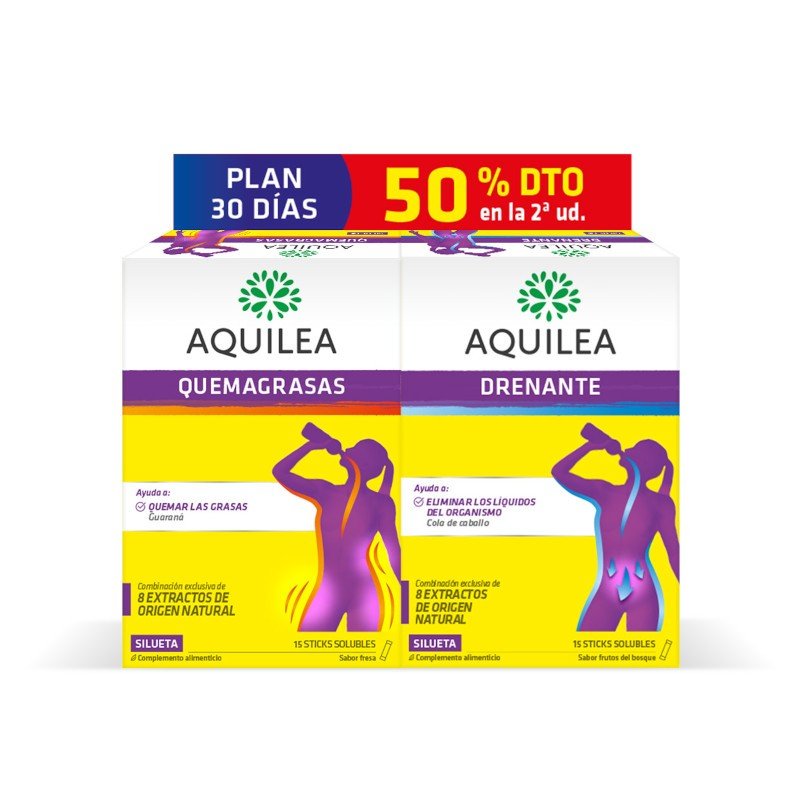 Aquilea Pack Quemagrasas + Aquilea Drenante 50% Dto 2x15 Sticks-1